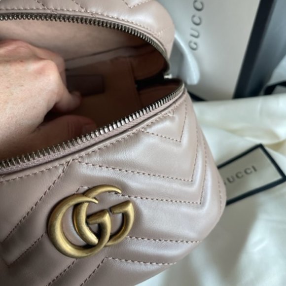Gucci Marmont Violet Old Rose GG Backpack Italy Travel Backpack Quilted NEW main image 14